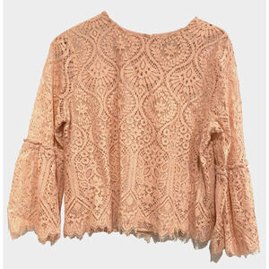 Worthington - Light Pink lace, lined women's medium long sleeve blouse , top